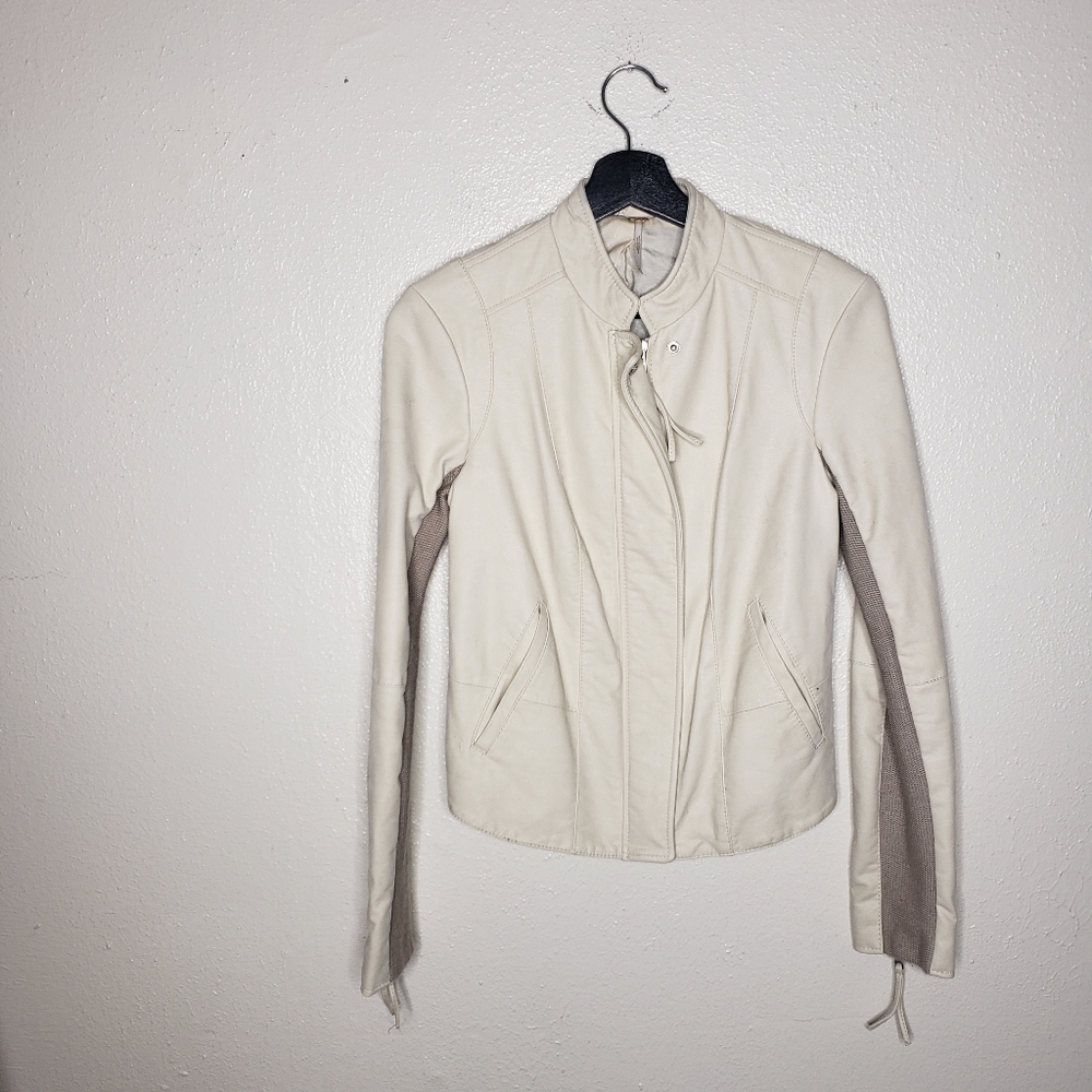 Free People Cool & Clean Vegan Faux Leather Cream Jacket